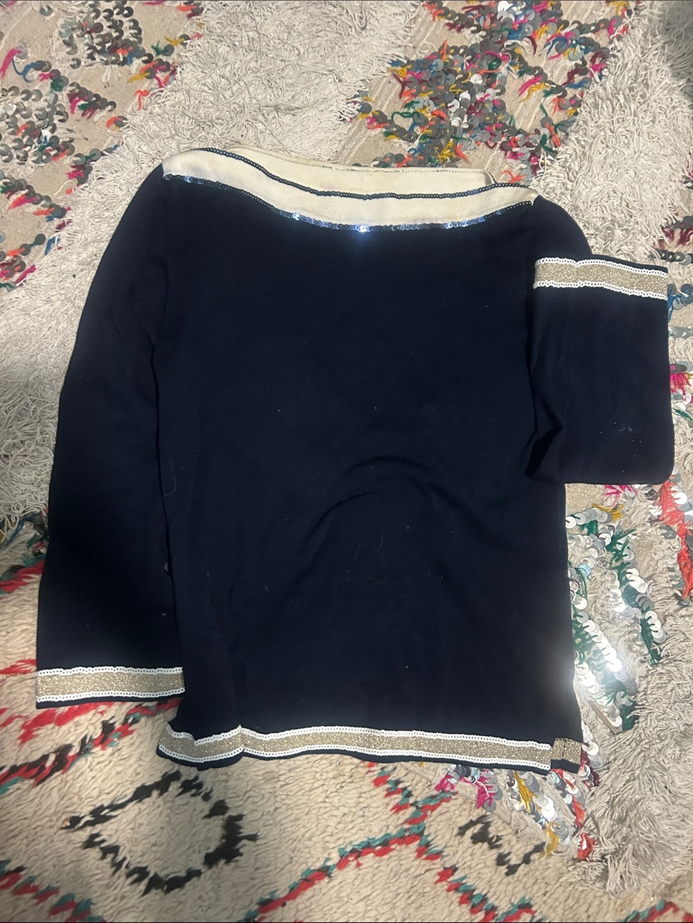 Philosophy di Alberta Ferretti vintage boatneck sequin knit top